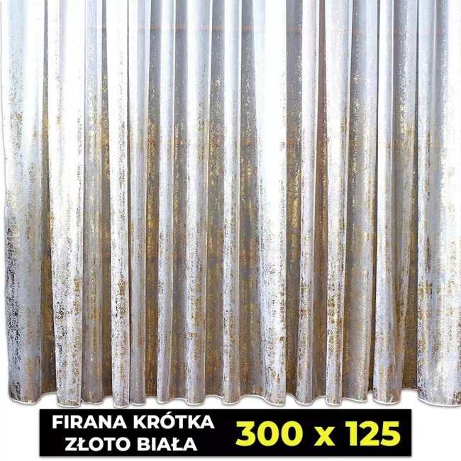Firany gotowe - Firana Krótka 300x125 Do pokoju, salonu, kuchni - Megan